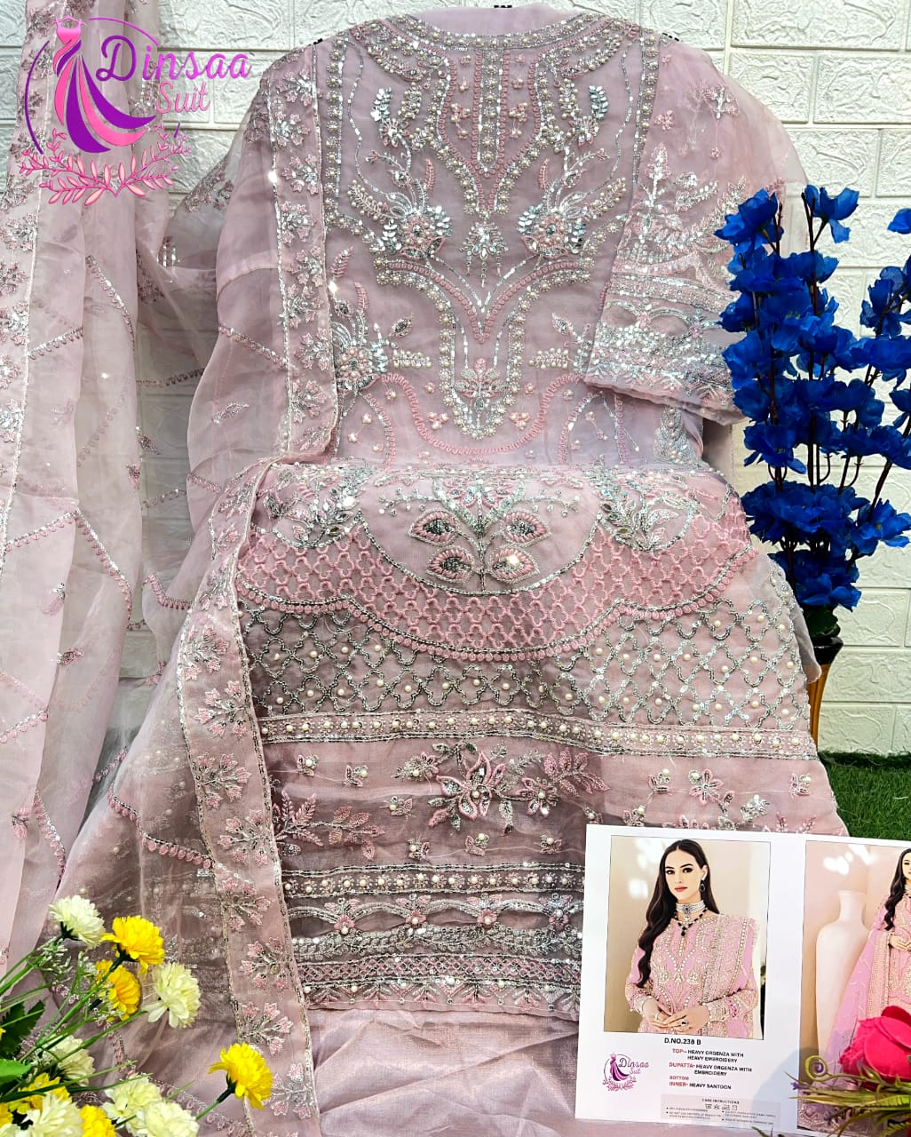 238 Dinsaa Suits Embroidery Pakistani Suits Wholesale Market In Surat